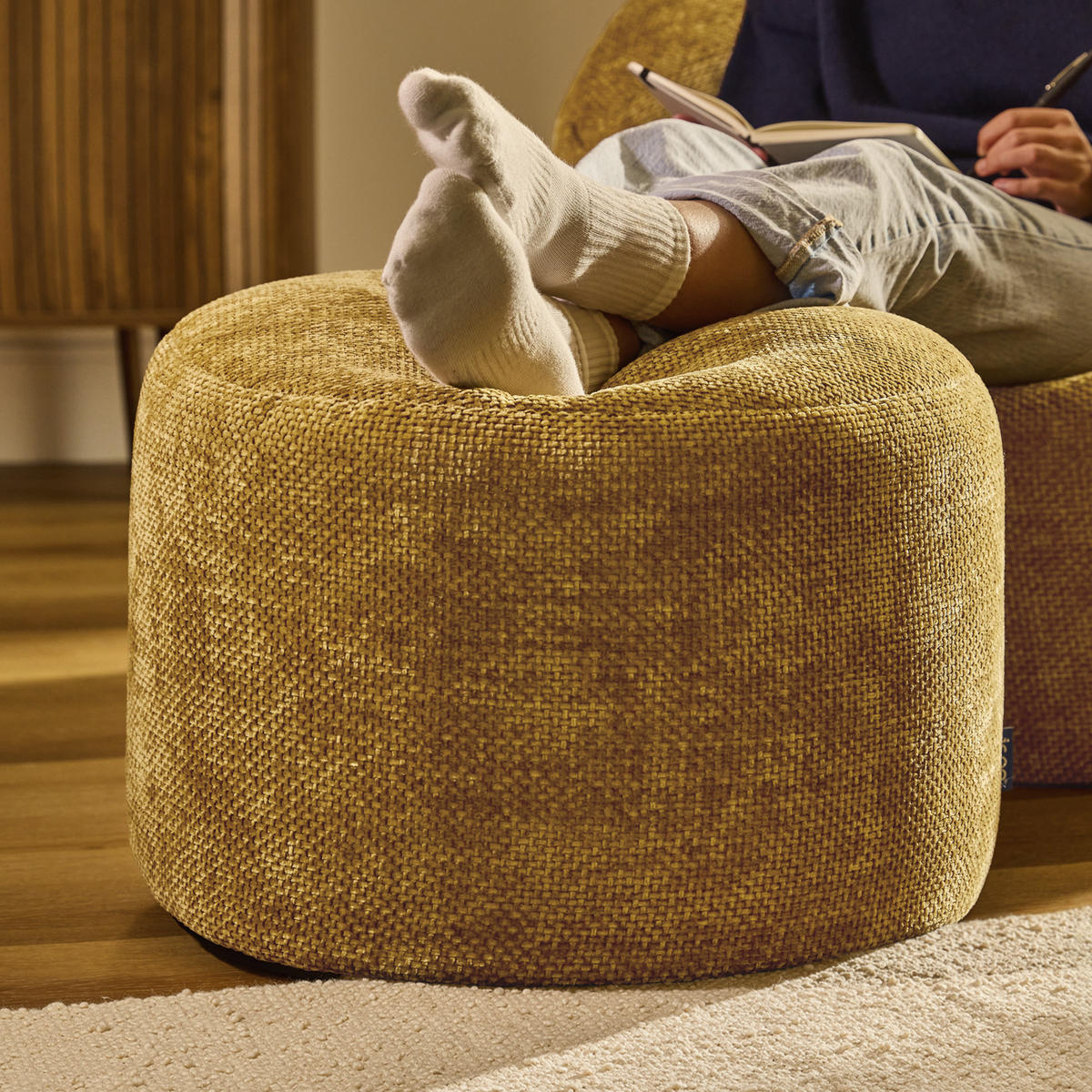 POUF aus Chenille Milano - Gelb, Textil (55/35/55cm) - icon