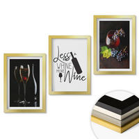 WANDBILDER 3er Set - 20x30 cm Goldrahmen - Weingläser mit Trauben und Inschrift - Goldfarben, Kunststoff (20/30cm) - ArtPrintCave