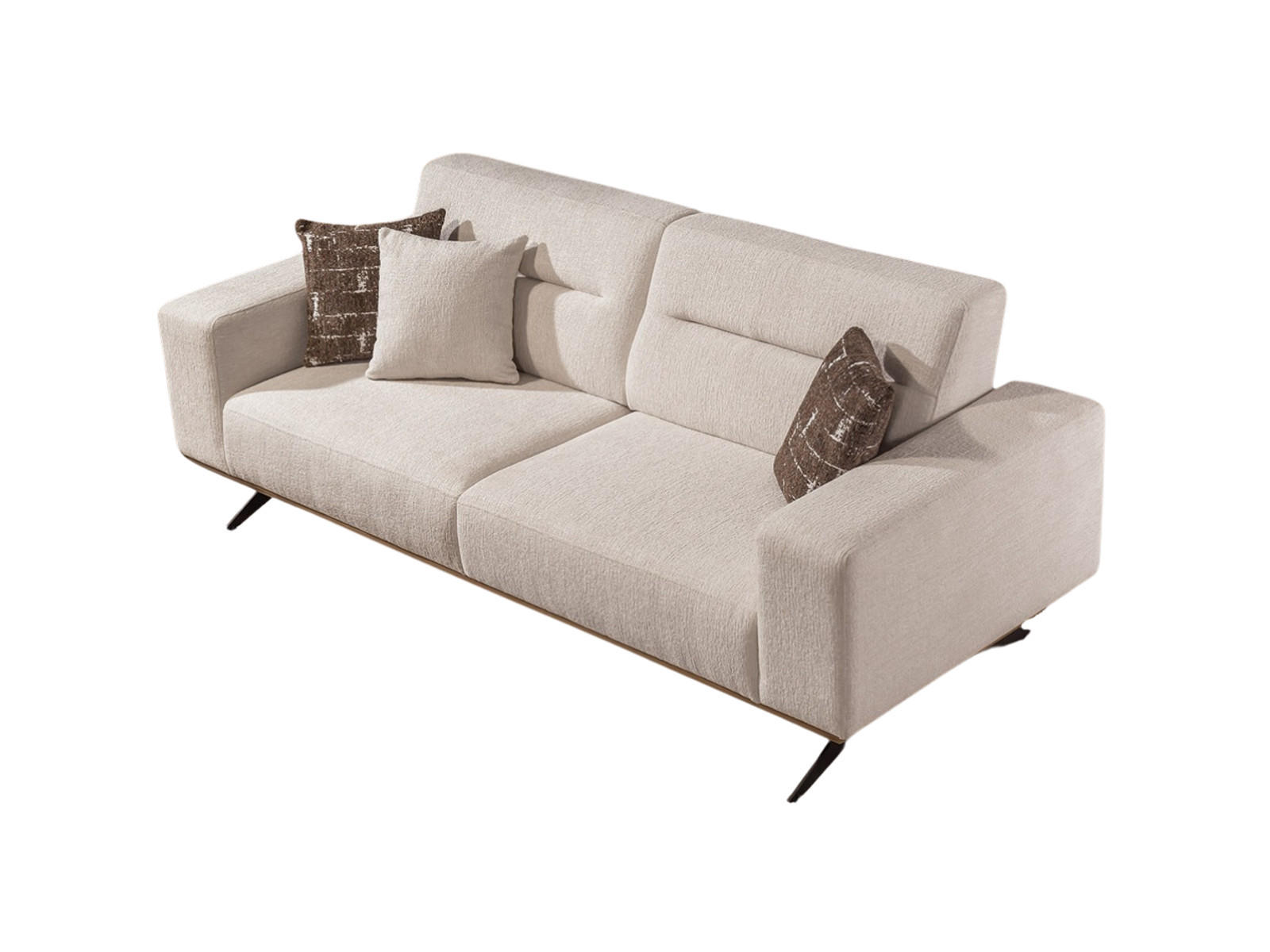 SOFA Opera 3-Sitzer Samt Beige - Beige, Textil/Metall (230/87/95cm) - Villa Möbel