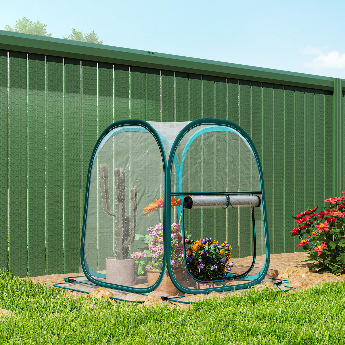 GEWÄCHSHAUS DE-12023 mit Rollfenster & Tragetasche Transparent - Transparent, Kunststoff (70/80/70cm) - ComfortXL