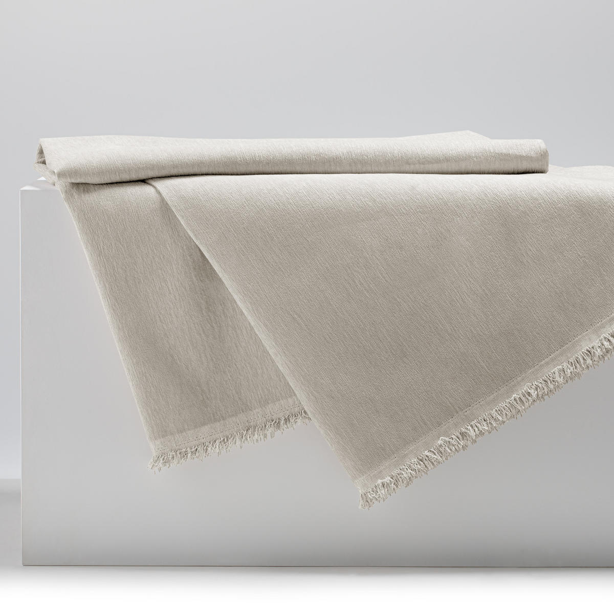 TAGESDECKE TALO mit Fransen Beige 220x240 - Beige, Textil (220/240cm)