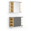 BADMÖBEL-SET Aquis Anthrazit 2 Teile - Anthrazit/Sonoma Eiche, Holzwerkstoff (79.6/64/32cm) - Vicco