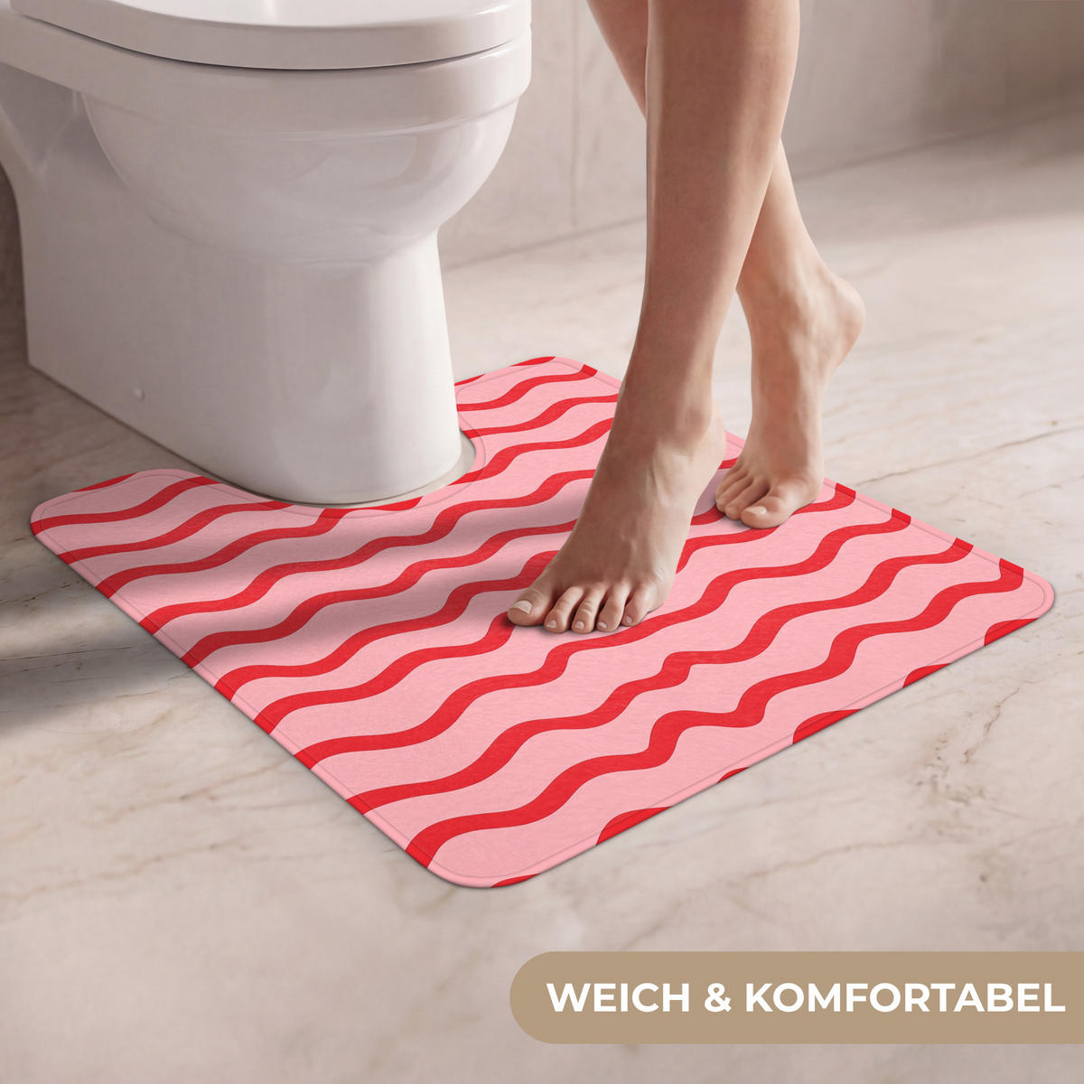 PREDLOŽKA PRED WC Hravé - vzor - červená 55x60 cm - ružová, textil/plast (55/1cm) - OnlyWow