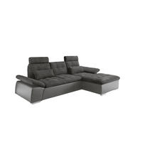 ECKSOFA mit Schlaffunktion und verstellbaren Armlehnen - Chromfarben/Dunkelgrau, Kunststoff/Textil (170/268cm) - ed exciting design
