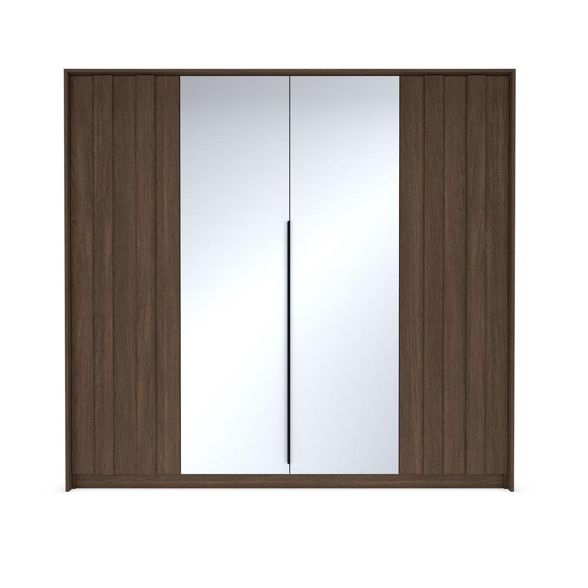 KLEIDERSCHRANK Faro, viertüriger mit Spiegel und LED - Eichefarben, Holzwerkstoff (223/210/60cm) - Bettso