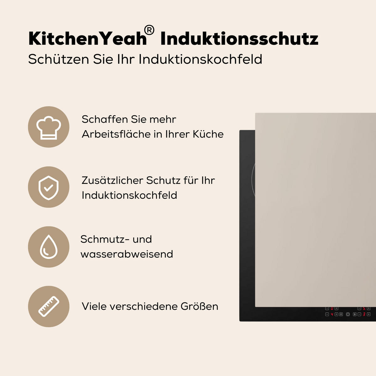 HERDABDECKPLATTE Pampasgras - Federn - Pastell - Weiß 91x52 cm - Creme, Kunststoff (91.2/0.2/52cm) - MuchoWow