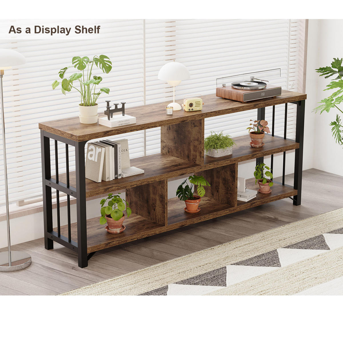 REGAL Standregal 140 x 34 x 76.2 cm Holzoptik Metallgestell - Wildeiche, Holzwerkstoff/Metall (140/76.2/34cm) - Quality Elegance