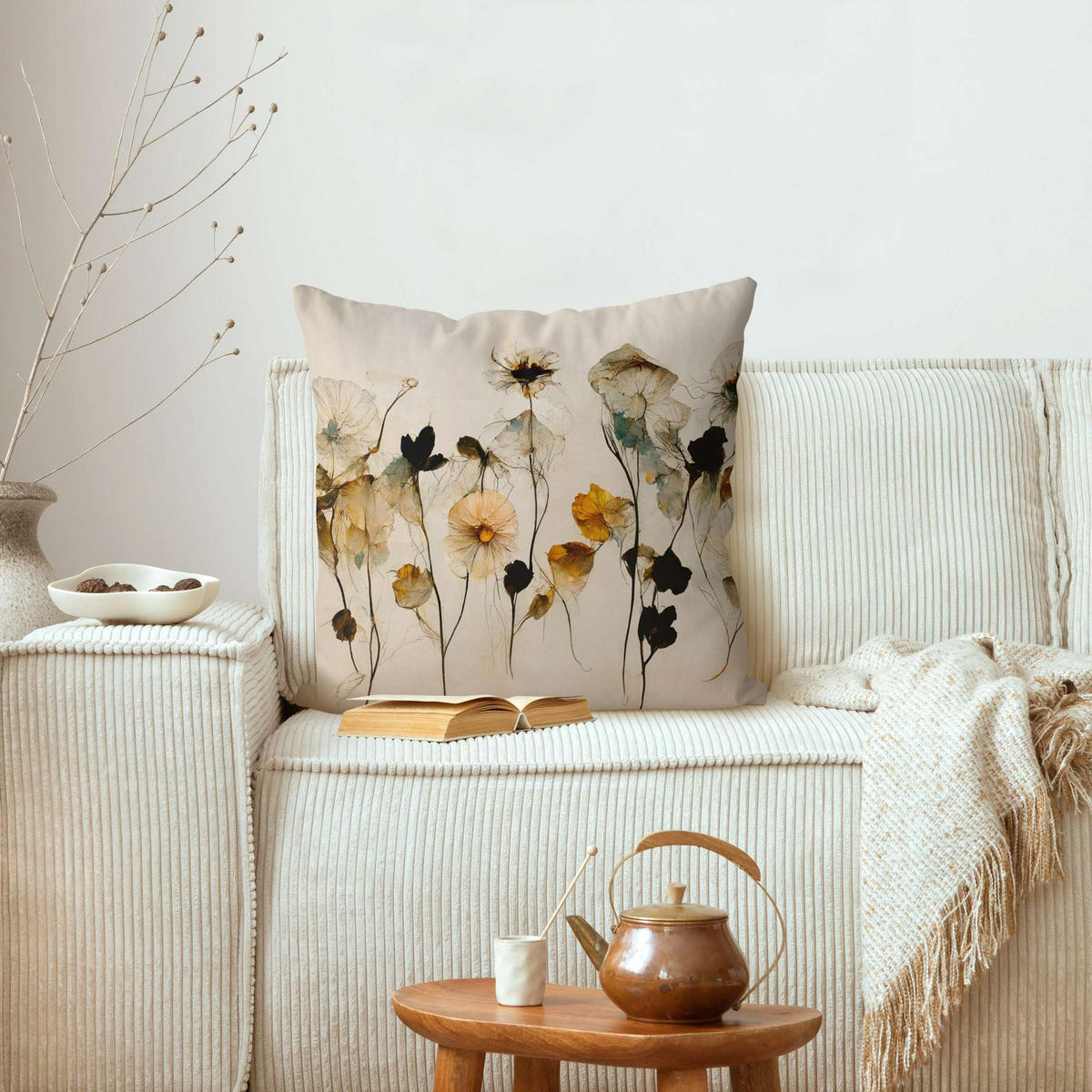 KISSENBEZUG Warme Blüten 40/40 cm - Eichefarben, Textil (40/40cm) - Bilderwelten