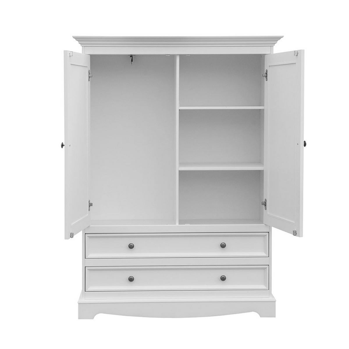 WÄSCHESCHRANK Belluno Elegante Kiefer weiß (RAL9010) lackiert / Kiefer gebeizt, Nussbaumfarben 108 / 45 / 147cm - Nussbaumfarben/Weiß, Holz/Metall (108/147/45cm) - Feldmann-Wohnen