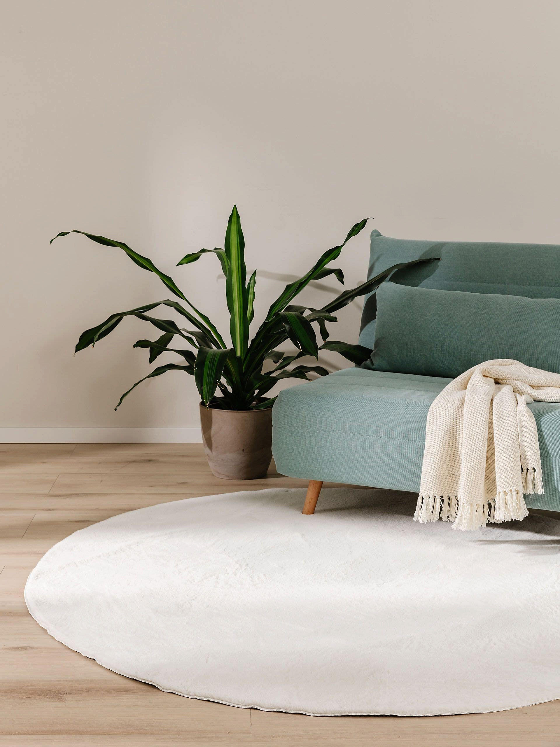 KUNSTFELLTEPPICH Furry Cream ø 200 cm rund - Creme, Kunststoff (200/200cm) - benuta