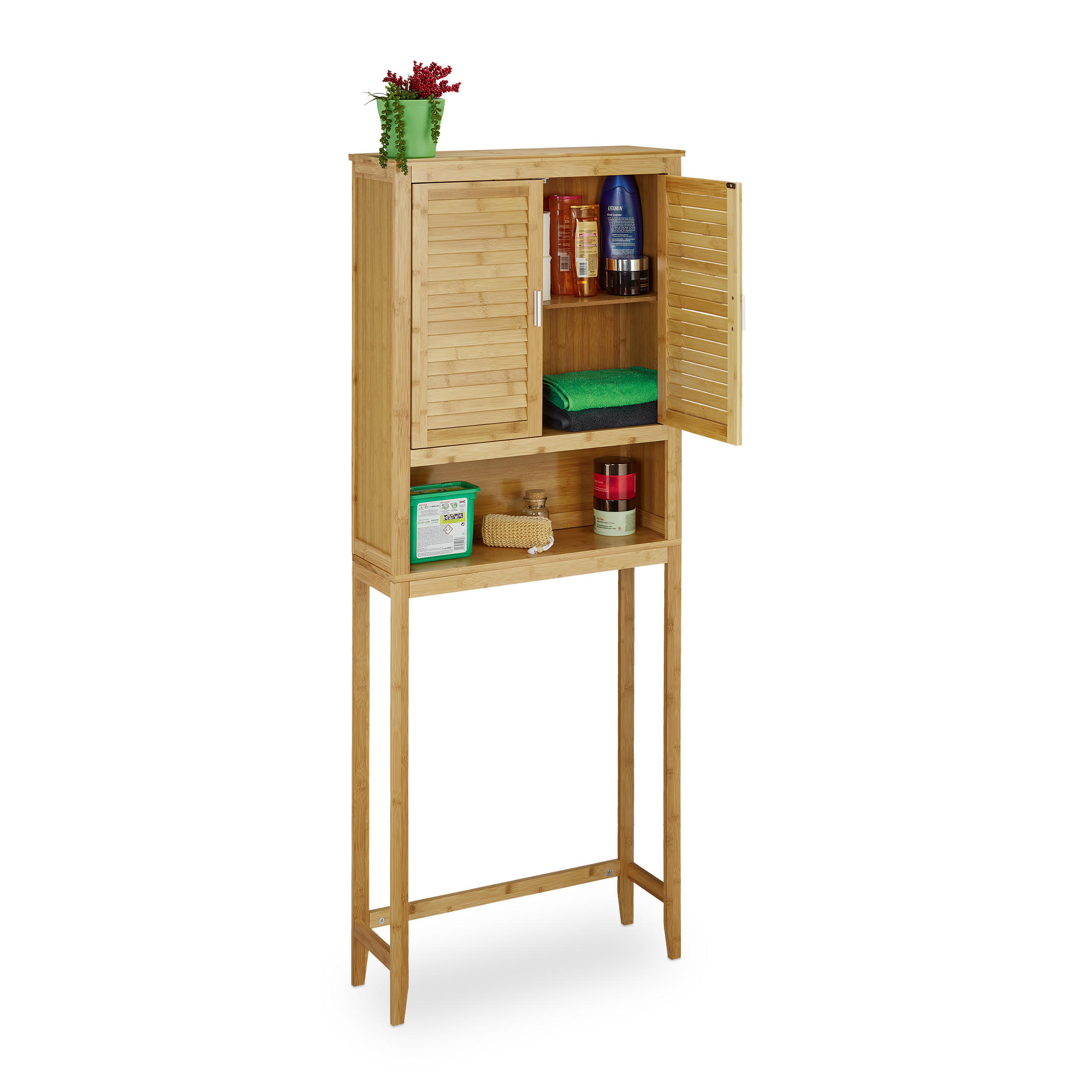 WASCHMASCHINENSCHRANK - Hellbraun, Holz/Holzwerkstoff (70/176/22.5cm) - Relaxdays