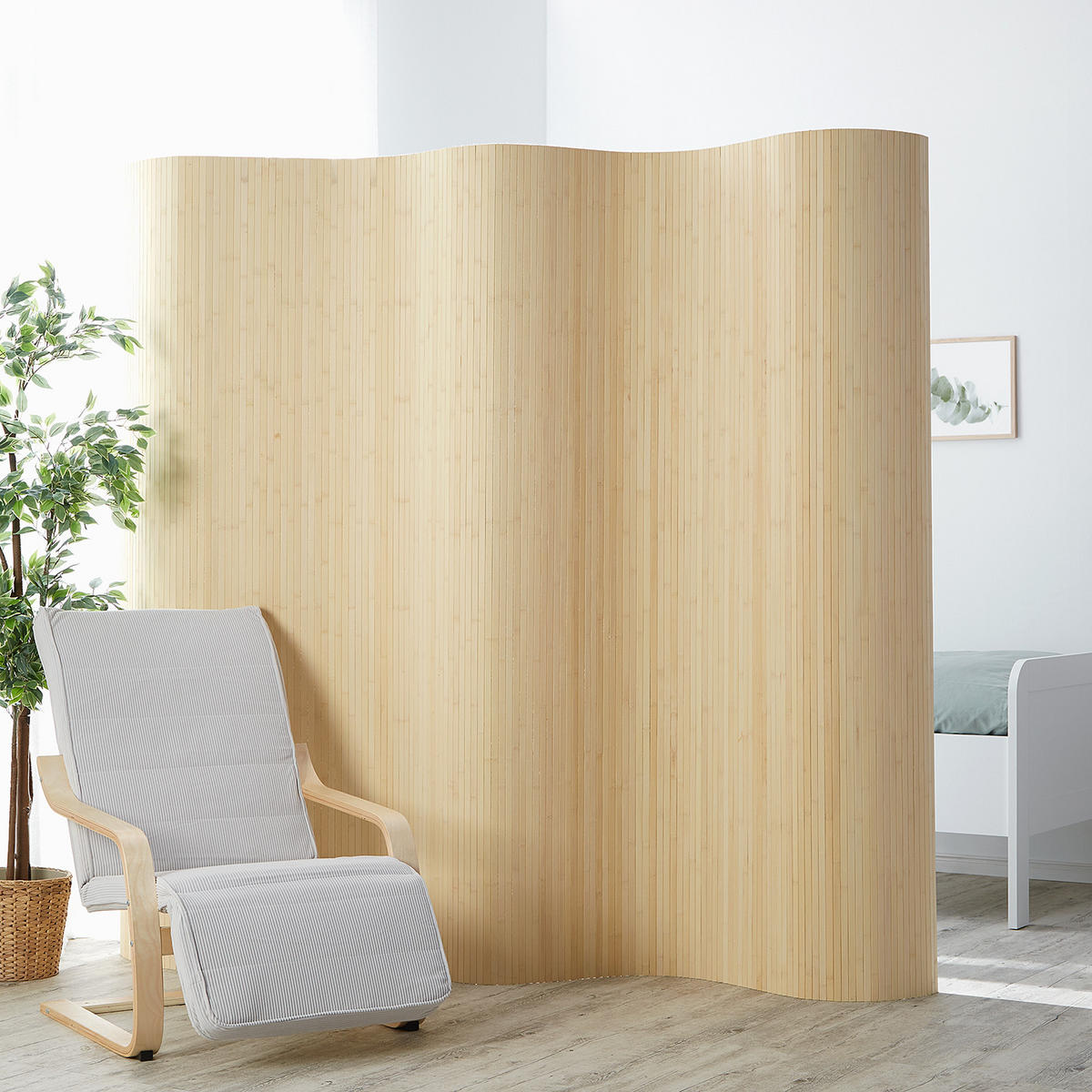 PARAVENT 250/200 cm Braun Raumteiler Bambus - Naturfarben, Naturmaterialien (250/200/1cm) - Homestyle4u