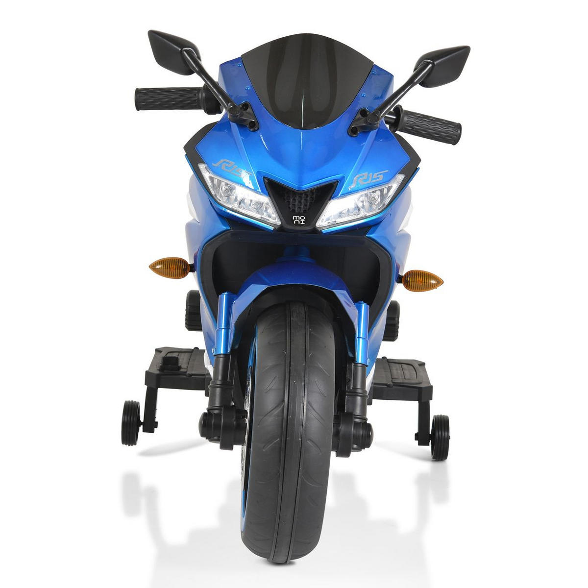 ELEKTROMOTORRAD Motocross blau MP3-Funktion Bluetooth Stützräder Lichter - Blau, Kunststoff (120/60/74cm) - Moni