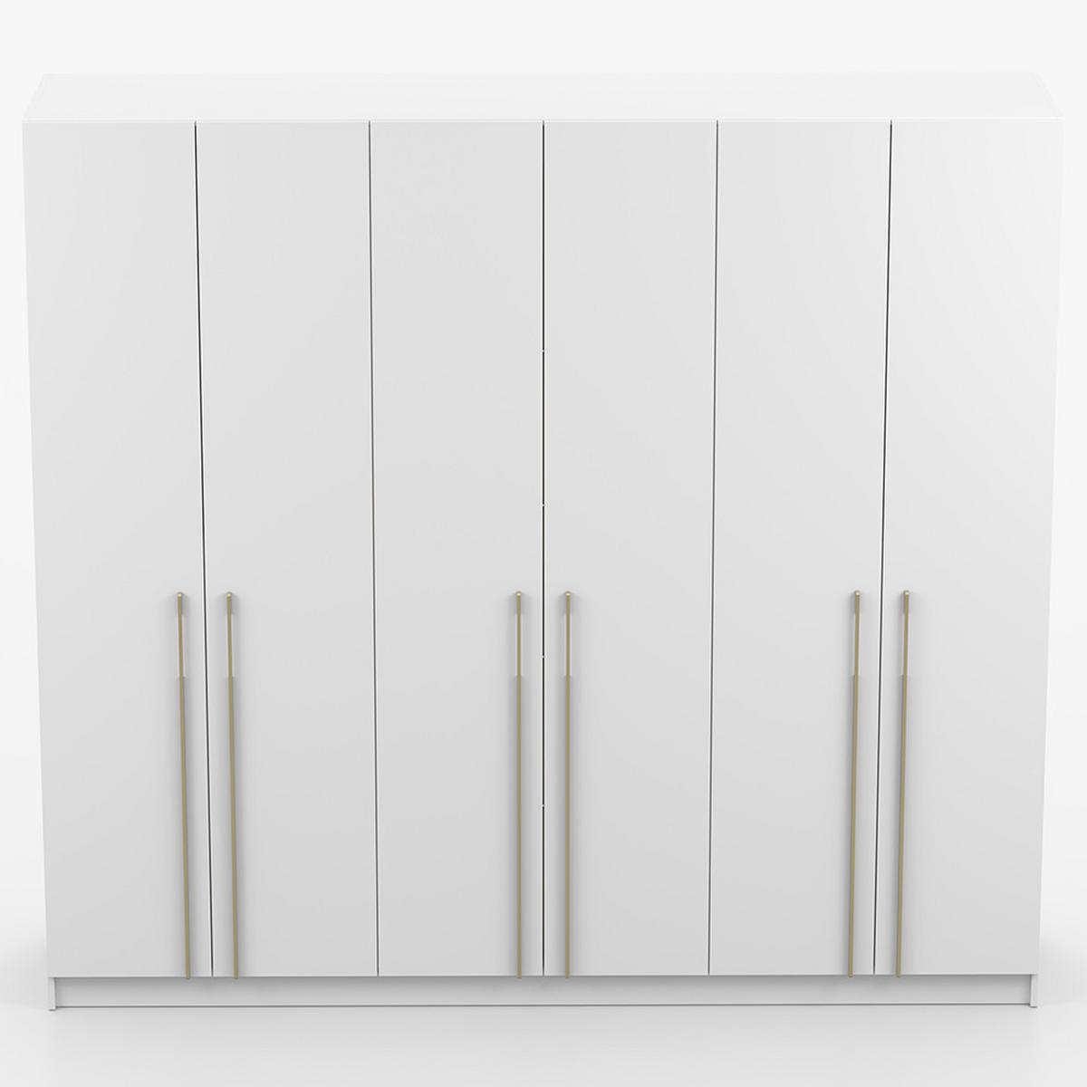DREHTÜRENSCHRANK ROSA 6D 230/210/57 cm 6-türig Weiß - Goldfarben/Weiß, Holzwerkstoff/Metall (230/57/210cm) - imoebel24