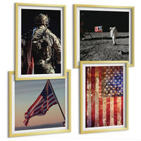 BILDER SET 4er Set - 50x50 cm & 40x60 cm Goldrahmen - Amerikanische Symbole, USA-Flagge - Goldfarben, Kunststoff (50/50cm) - TULUP