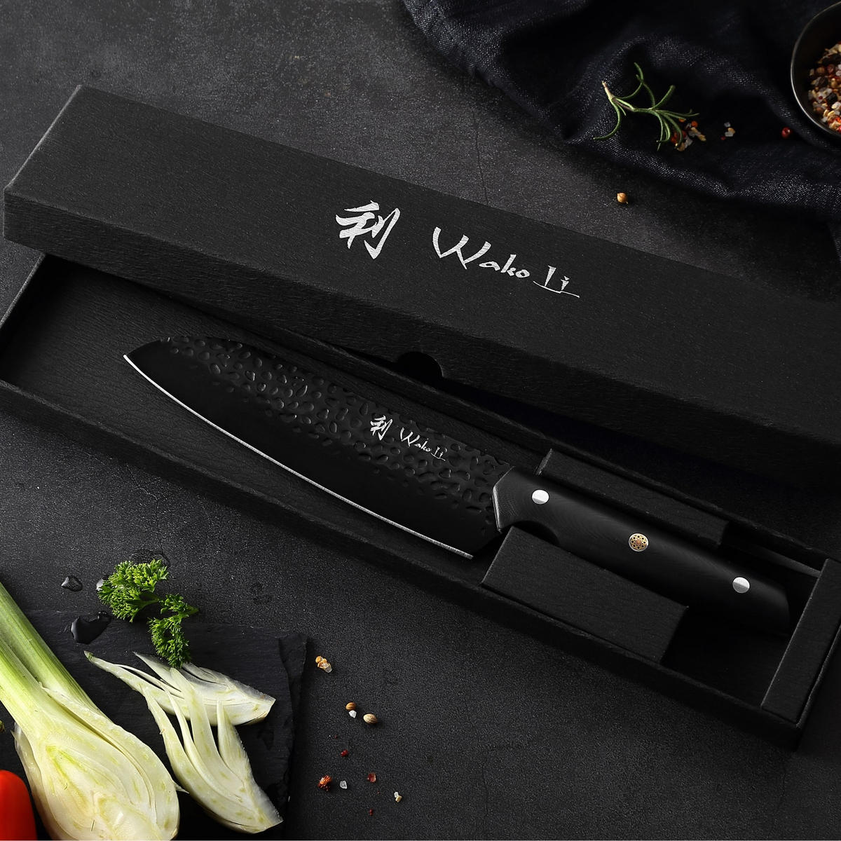 SANTOKUMESSER 18 cm - Schwarz, Metall (31cm) - Wakoli