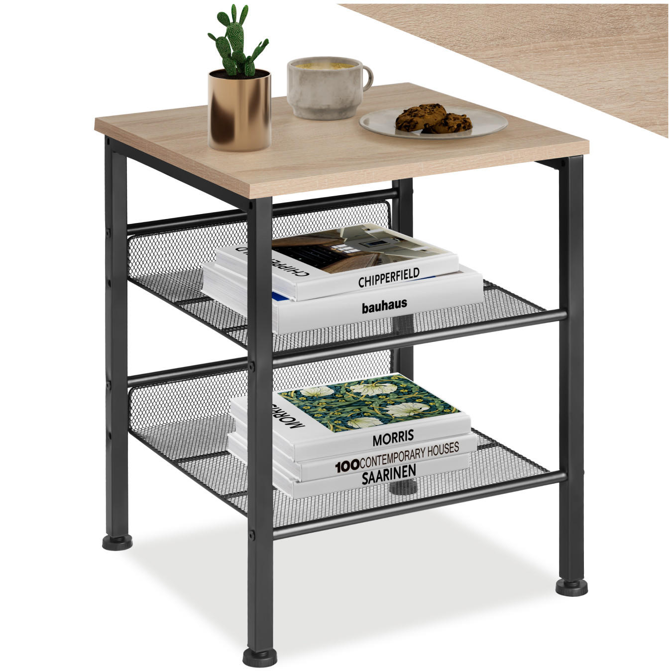 BEISTELLTISCH Lincoln,40,5 x 40 x 50,5 cm,Industrial Holz hell, Eiche Sonoma - Naturfarben, Holz (40.5/40/50.5cm) - tectake
