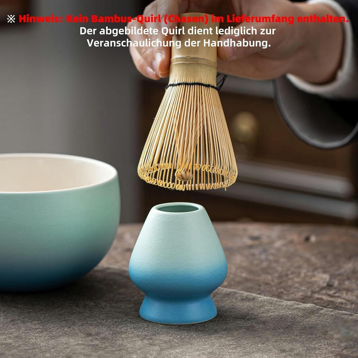 MATCHASCHALE 2-teiliges Set Keramik blau-weißer Farbverlauf 12,5 cm - Multicolor, Keramik (14.5/10.4/14.5cm)