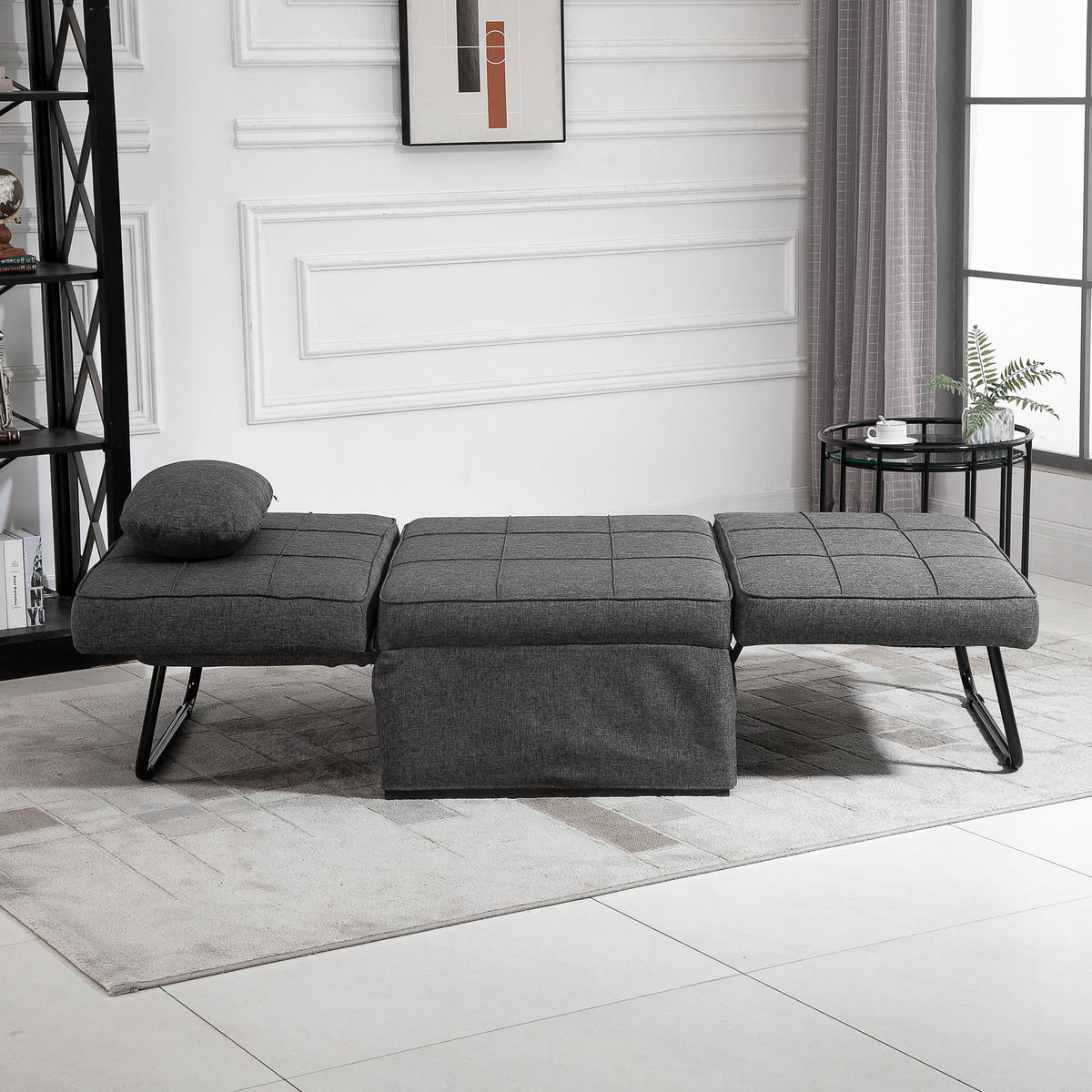 SCHLAFSESSEL 4-in-1 DE-14539 mit 5-fach verstellbarer Rückenlehne Grau - Grau, Metall (179/78/95cm) - ComfortXL