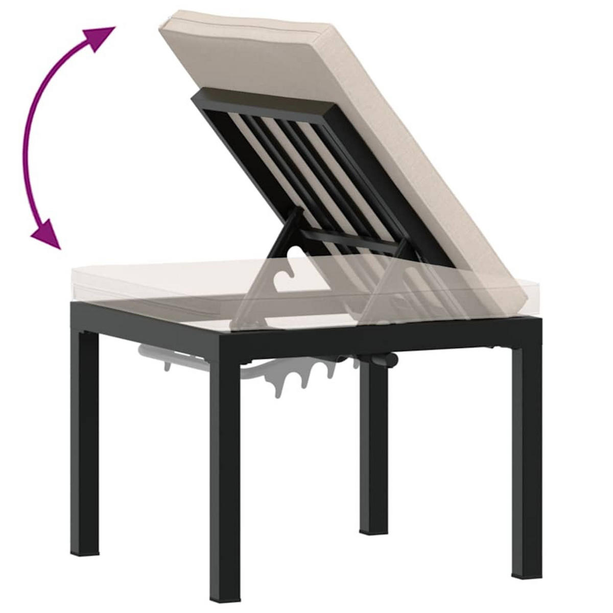 GARTENBANK-SET 4-Tlg. Schwarz Pulverbeschichteter Stahl - Taupe/Schwarz, Metall - vidaXL