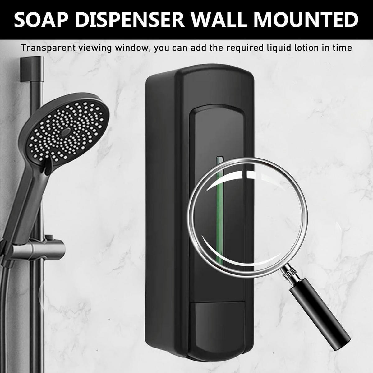 SEIFENSPENDER Wandmontage Schwarz 350 ml - Schwarz, Kunststoff (6/20.5/7.5cm)