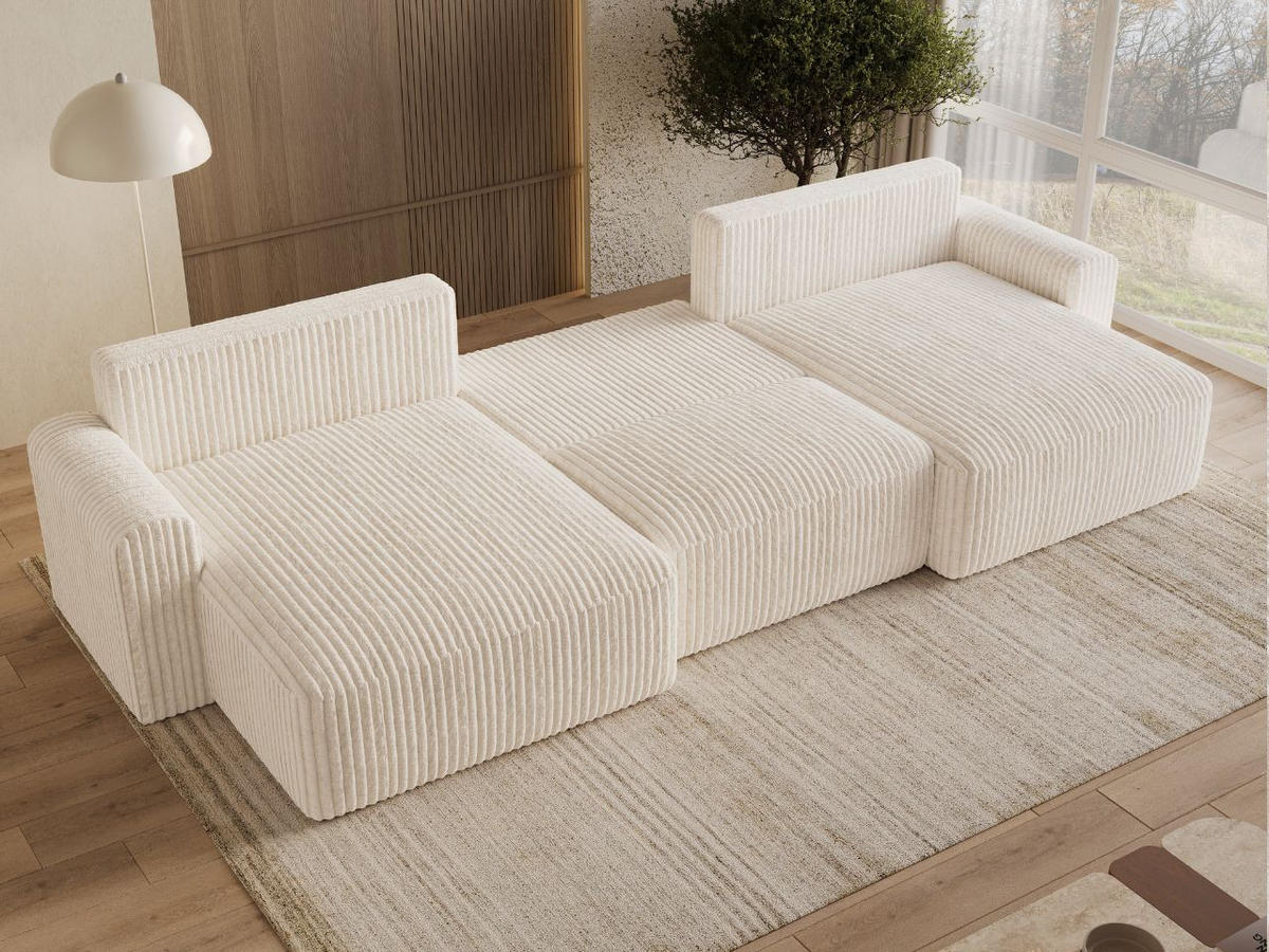 ECKSOFA U Aurora Creme - Creme, Holz/Textil (369/145cm) - Graingold