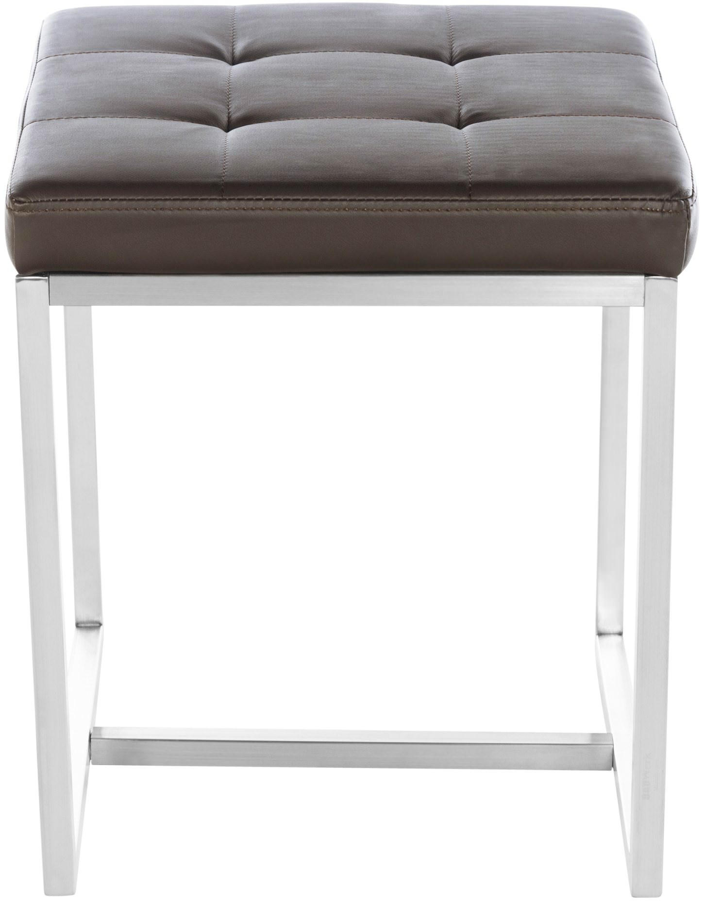 SITZWÜRFEL 2er Set Lederlook braun - Edelstahlfarben/Braun, Textil/Metall (40/48/40cm) - CLP