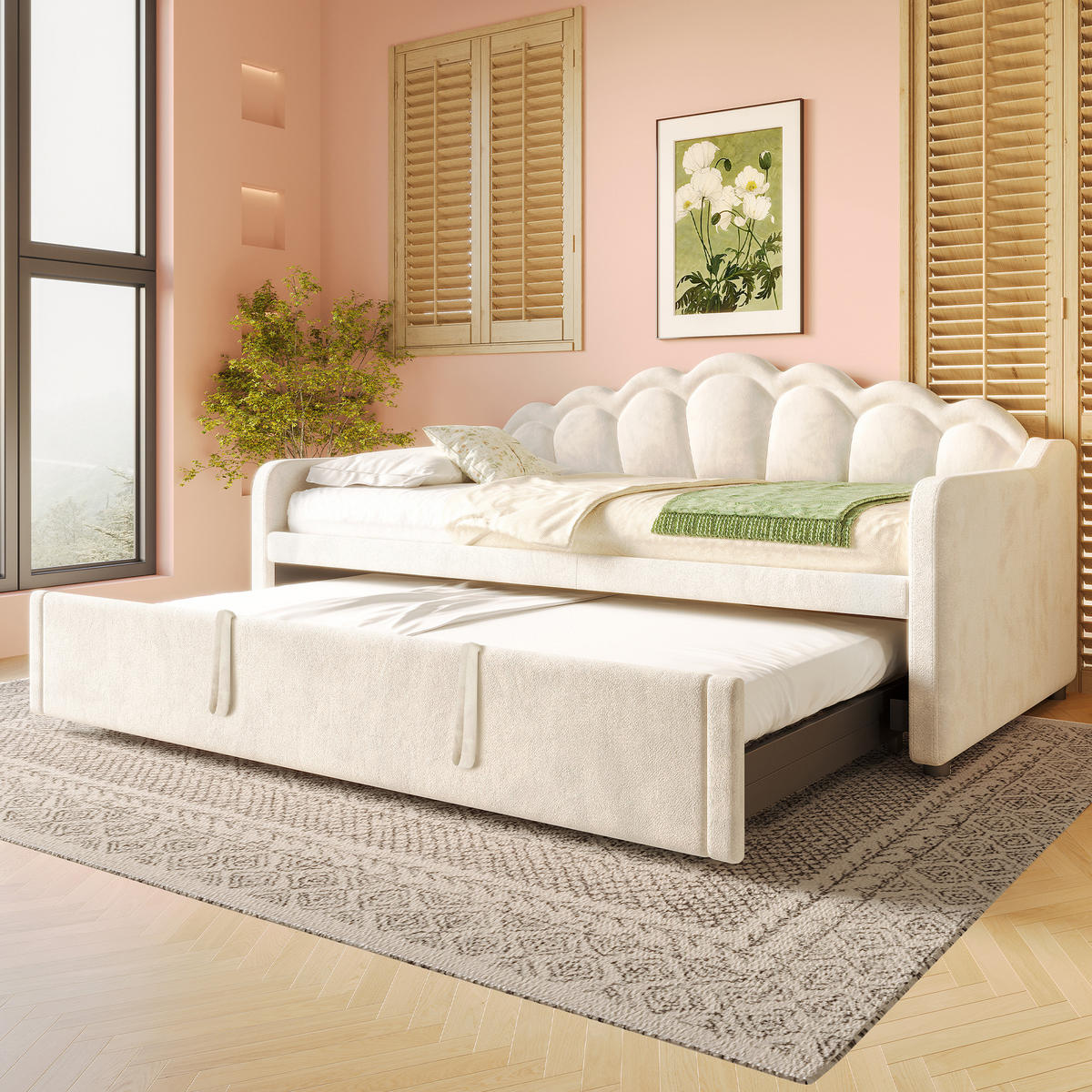 DAYBETT 90/180x200 cm LED beige - Beige, Textil (180/200cm) - Fortuna Lai
