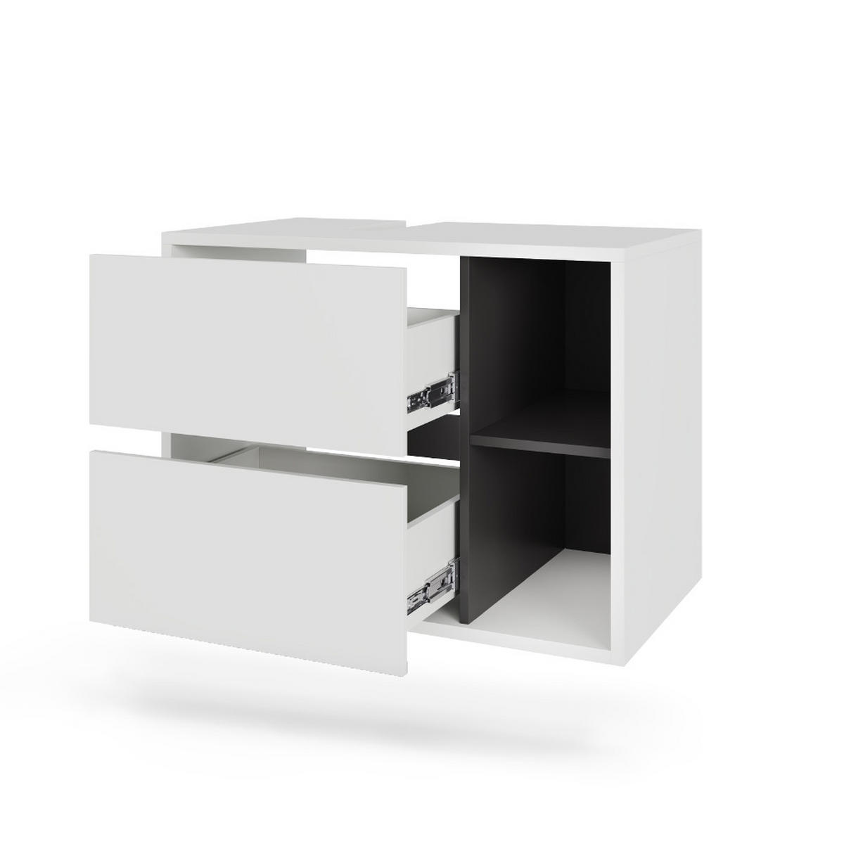 WASCHBECKENUNTERSCHRANK Viola Weiß/Grau 80 x 60 cm mit 2 Schubladen - Weiß/Grau, Holzwerkstoff (80/60/46cm) - Vicco
