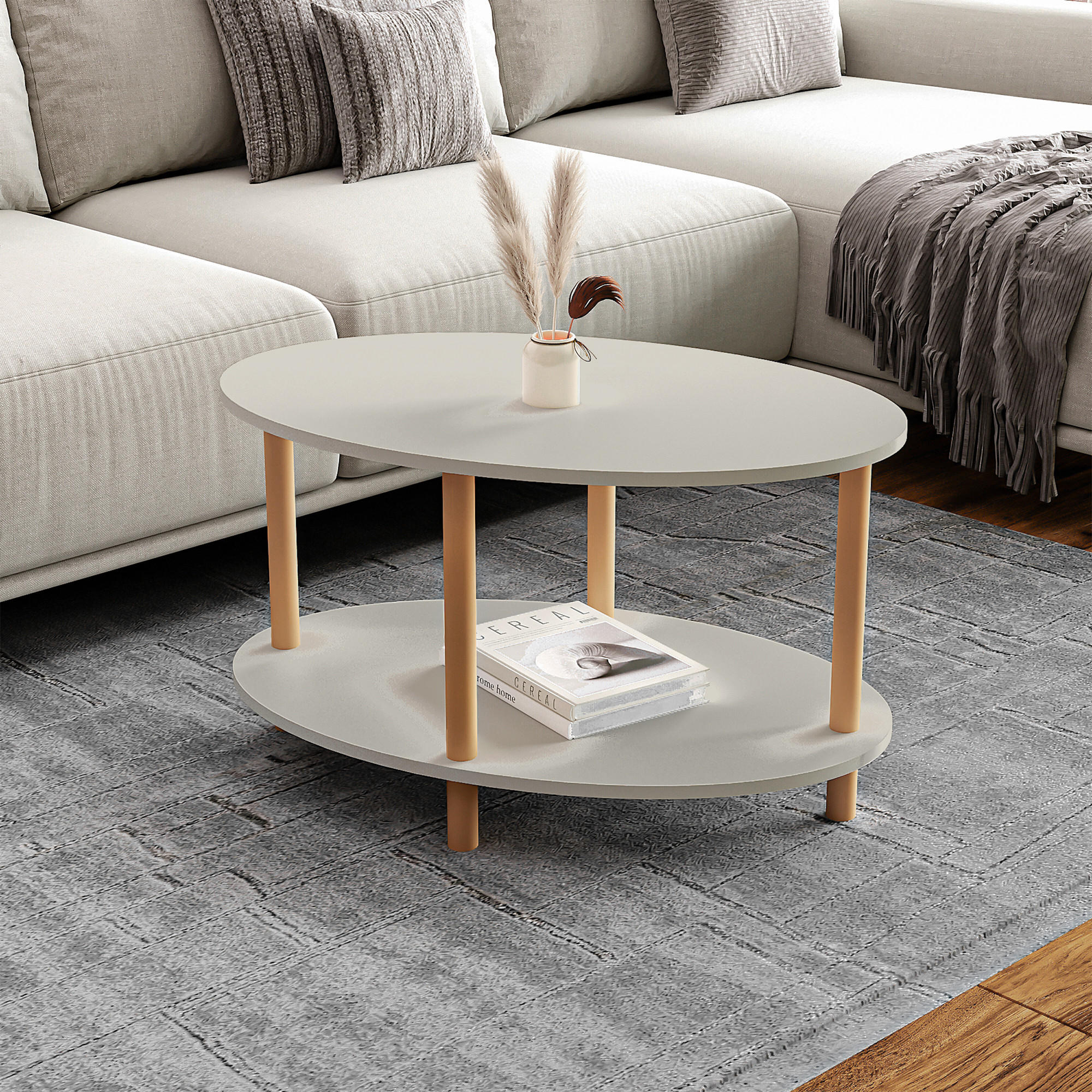 COUCHTISCH Højreby 70/44/43 cm - Sandfarben/Naturfarben, Holz/Holzwerkstoff (70/44/43cm) - [en.casa]