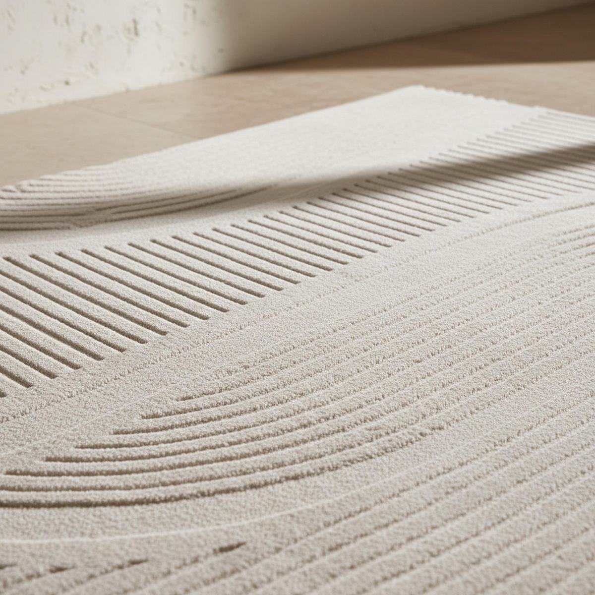 TEPPICH Kurzflor Boho Design Microfaser Baumwolle Schlafzimmer Creme Rechteckig 200x290 - Beige, Textil (200/290cm) - KADIMA DESIGN