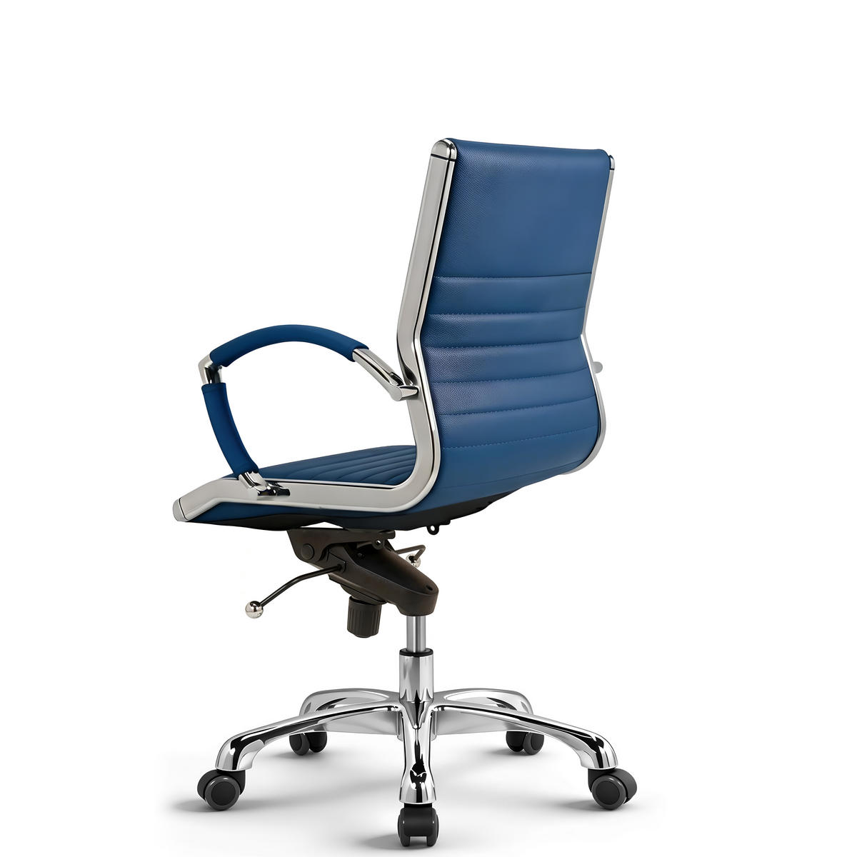 DREHSTUHL Montreal Echtleder Blau – ergonomisch, 150 kg belastbar, Sitzhöhe 46-54cm - Blau, Leder/Metall (60/97/60cm) - Versee