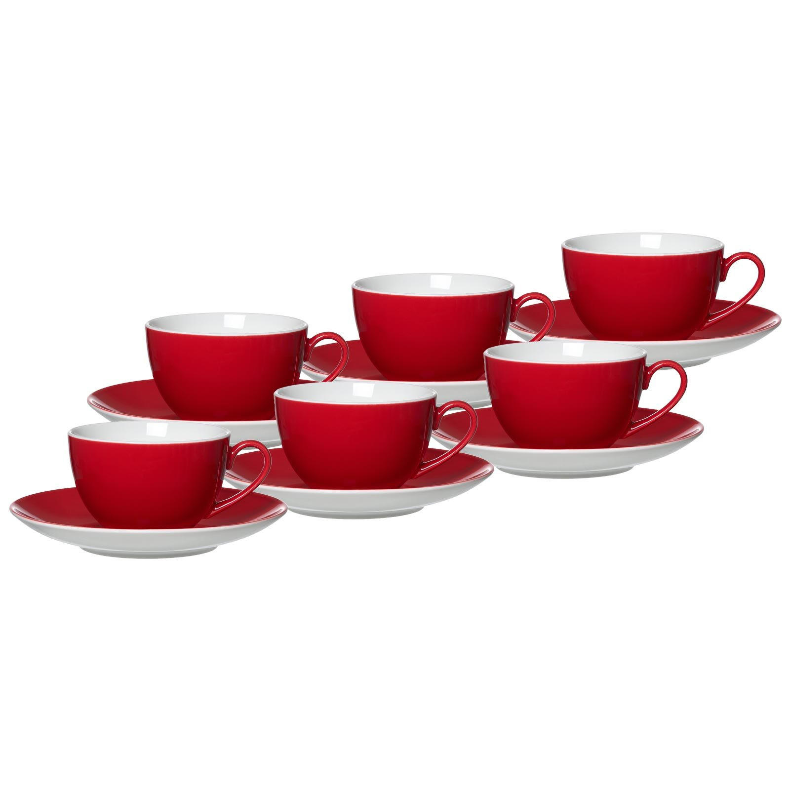 KAFFEETASSEN MIT UNTERTASSEN Doppio Rot 200 ml 6er Set - Rot, Keramik (16/8/16cm) - Ritzenhoff Breker