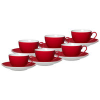KAFFEETASSEN MIT UNTERTASSEN Doppio Rot 200 ml 6er Set - Rot, Keramik (16/8/16cm) - Ritzenhoff Breker