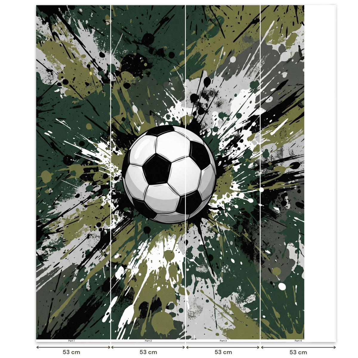 KINDERTAPETE - Fußball - Farbe - Spritzer - Grün - 200x240 cm - Dunkelgrün, Papier (200/240cm) - OnlyWow
