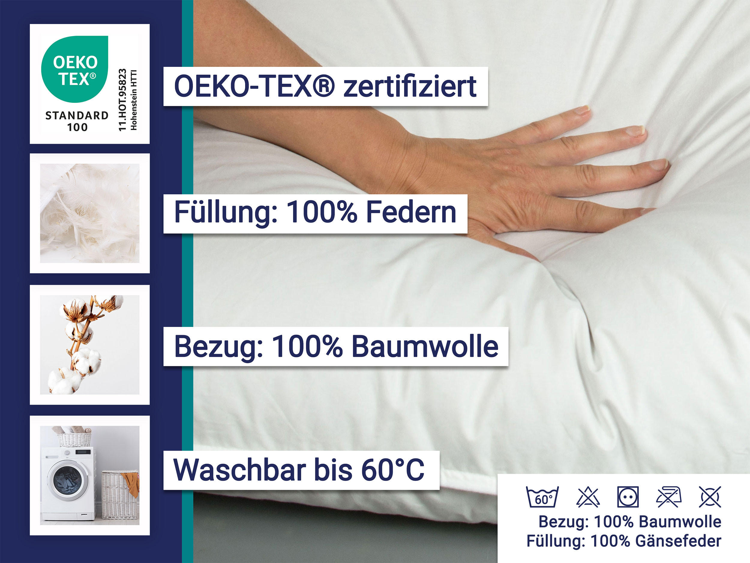KISSEN, 60x80 cm, 100% Baumwolle, Weiß - Weiß, Textil (60/80cm) - Zollner