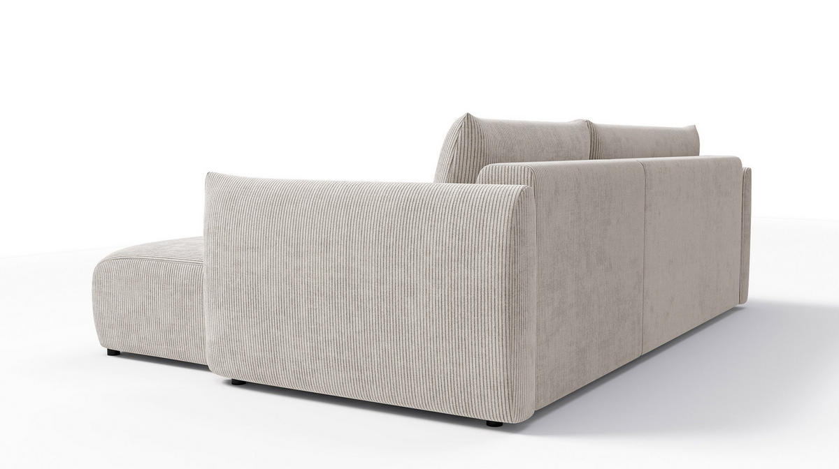 ECKSOFA TAUER 3-Sitzer links, perlweiß - Schwarz/Weiß, Holz/Textil (248/173cm) - Courtois Laville