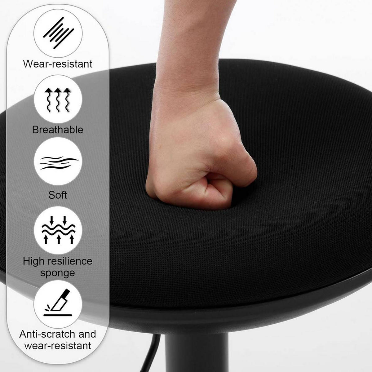 BARHOCKER, Metallgestell, Netzgewebe, Schwarz - Schwarz, Textil/Metall (41/64/41cm) - Woltu