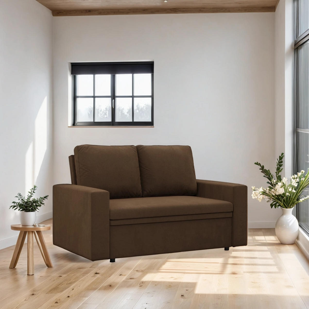 SOFA Neo mit gerader Armlehnen braun - Braun, Textil (148/90/87cm) - SIMKAM Furniture
