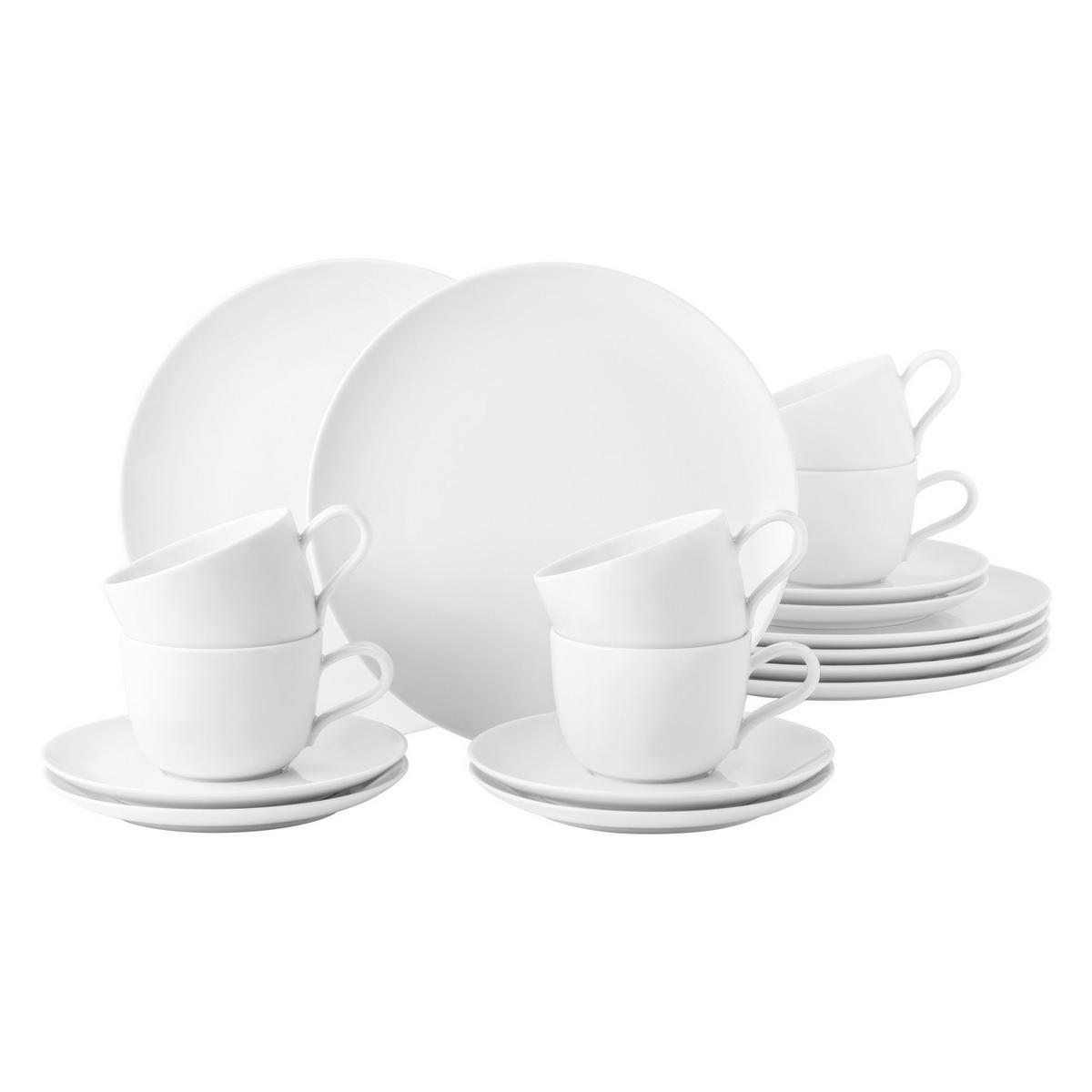 KAFFEESERVICE Liberty Weiß weiß 18er Set - Weiß, Keramik (24/18.1/43cm) - Seltmann Weiden