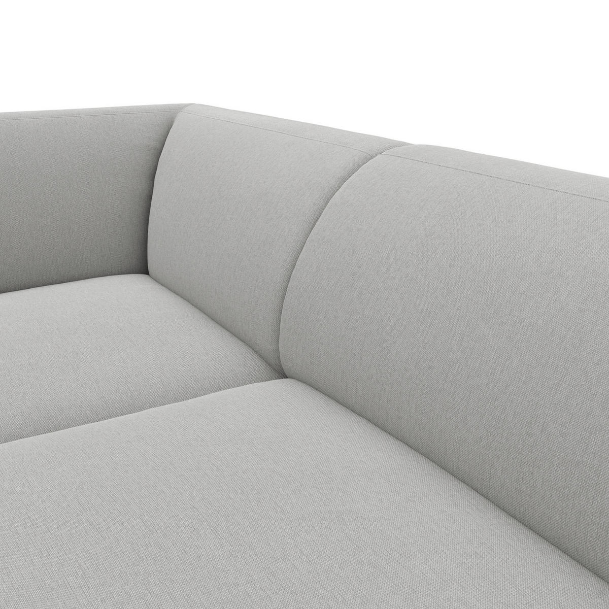 2,5-SITZER ECKSOFA mit Ottomane - Hellgrau/Schwarz, Textil/Metall (252/205cm) - home24