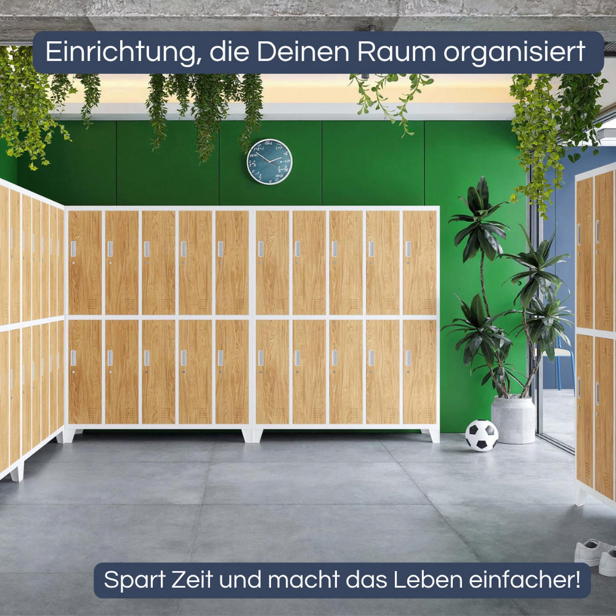 UMKLEIDESCHRANK Spind BERLIN 10 Abteile 172x136x45cm Weiß-Goldene Eiche - Weiß, Metall (136/172/45cm) - DELUKE