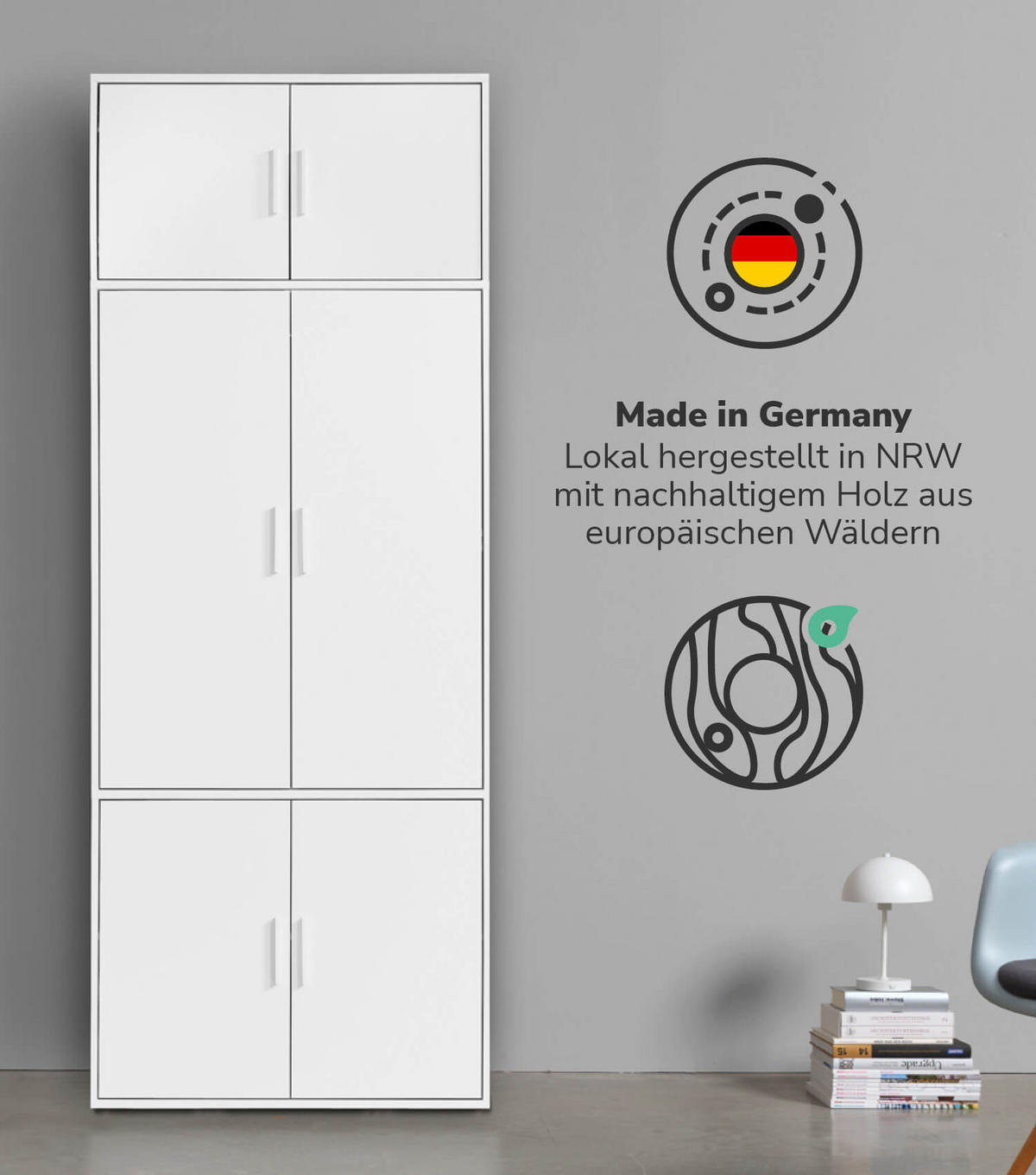 KLEIDERSCHRANK Der Grenzenlose - Weiß, Holzwerkstoff (90/234/58cm) - Mokebo