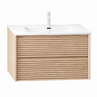 WASCHTISCHUNTERSCHRANK mit Keramikbecken 81 cm Natur/Weiß - Weiß, Holz (46.5/51.5/81cm) - Beauniv