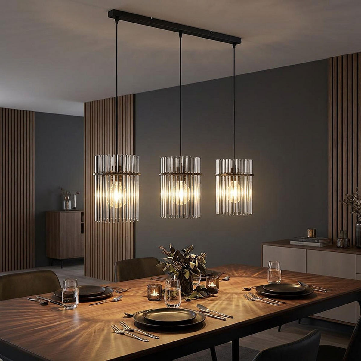 LED HÄNGELEUCHTE Gorley Metall Schwarz - Schwarz, Glas (80/20/140cm) - Globo Lighting