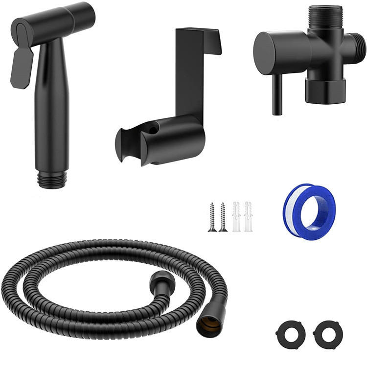 WC-BIDET-AUFSATZ – Schwarz – Handspülung – G1/2 Kupferumsteller - Schwarz, Metall (20/9/16.5cm)