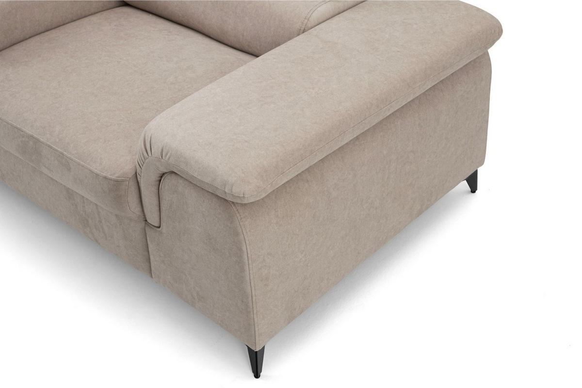 SESSEL PLAZA mit verstellbare Kopfstütze Velours Beige - Beige/Schwarz, Holz/Textil (130/95/100cm) - Muffo