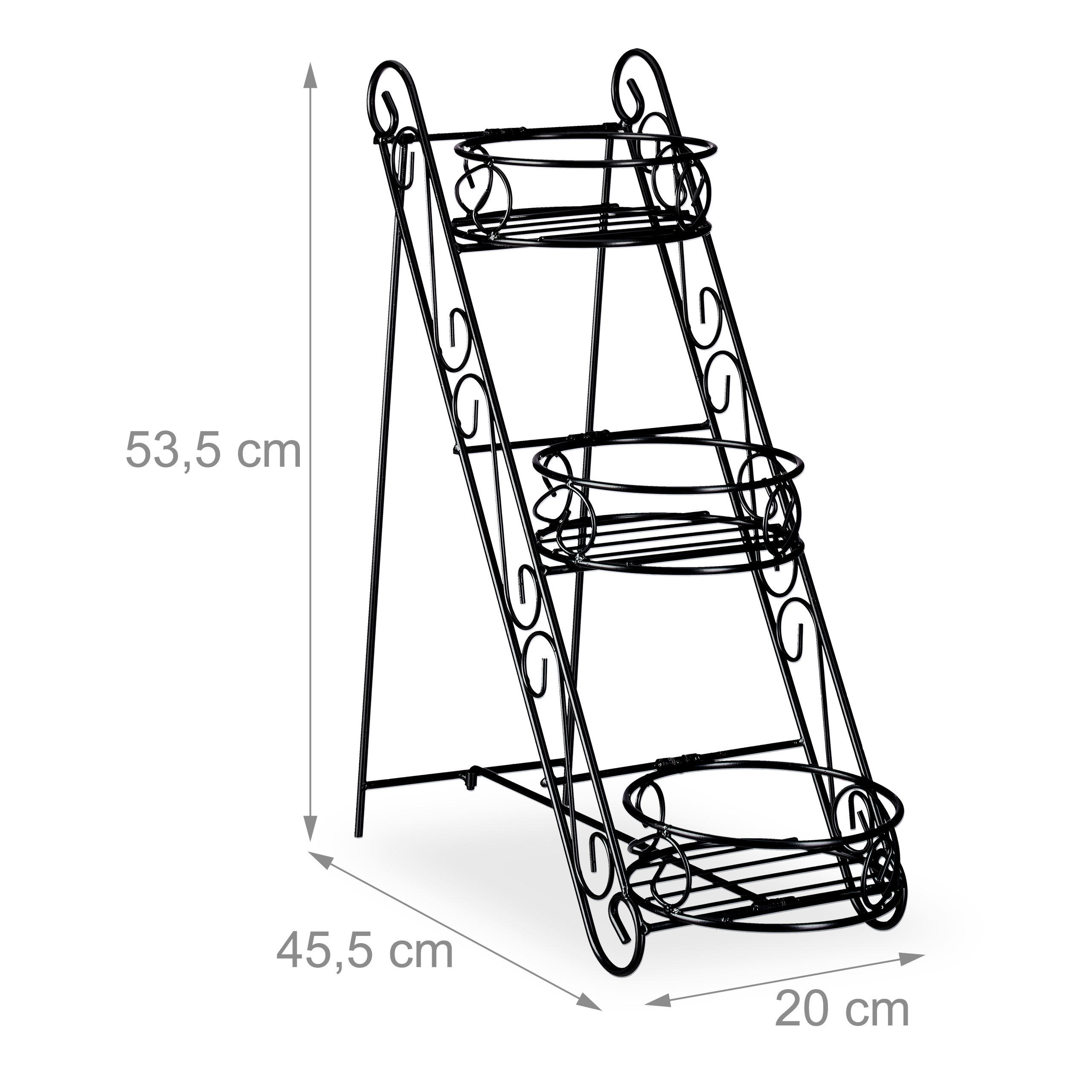 Thumbnail - Relaxdays Blumentreppe, Schwarz, Metall, 20x53.5x45.5 cm, Wohnzimmer, Wohnzimmertische, Blumenständer