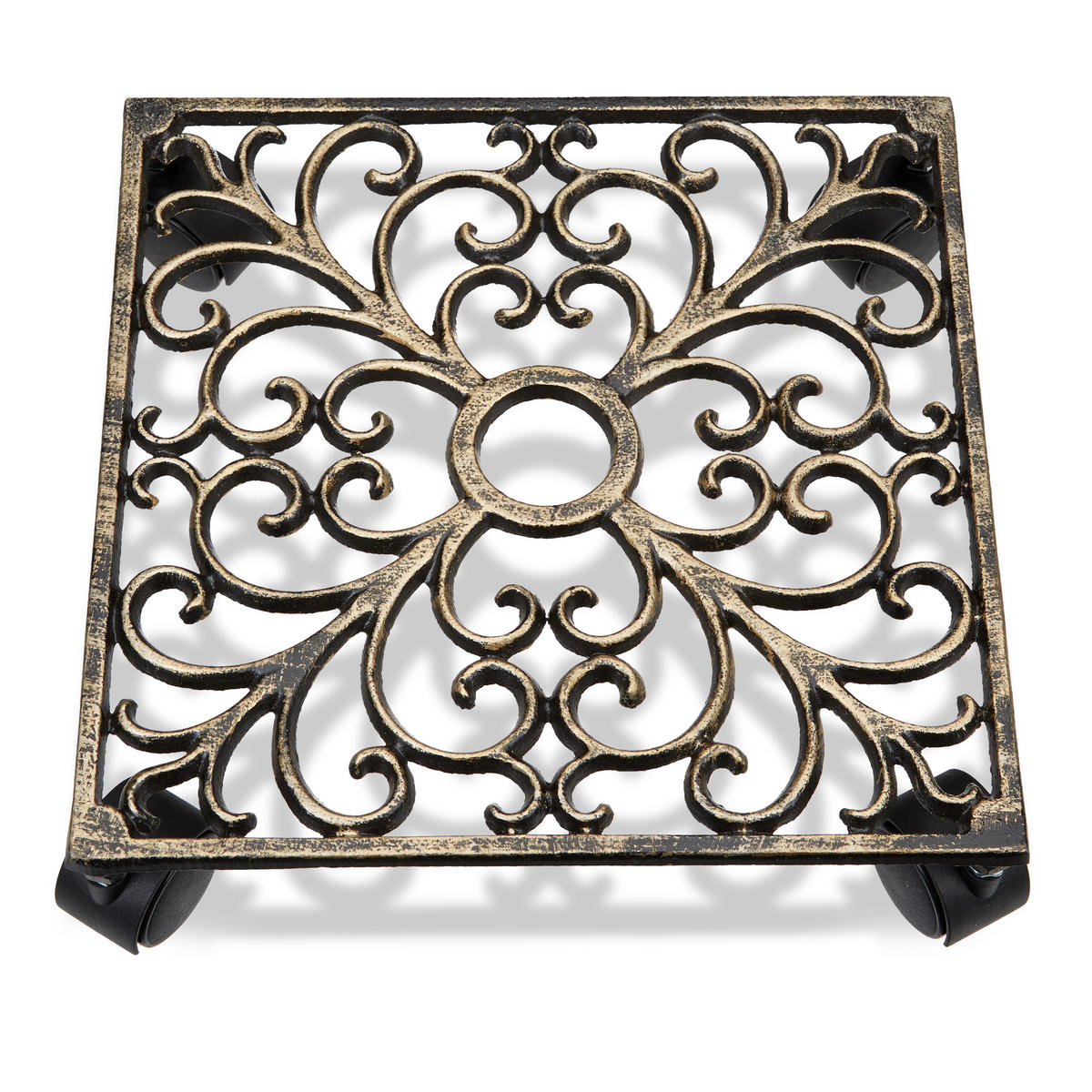 PFLANZENROLLER - Braun, Kunststoff/Metall (27.5/7.5/27.5cm) - Relaxdays