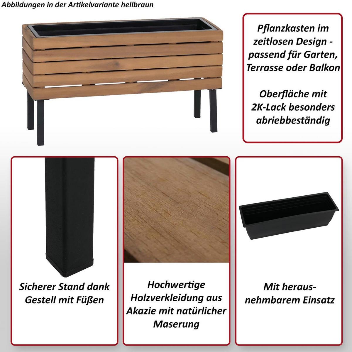 PFLANZKASTEN Schwarz - Schwarz, Holz (62/36/22cm) - MCW